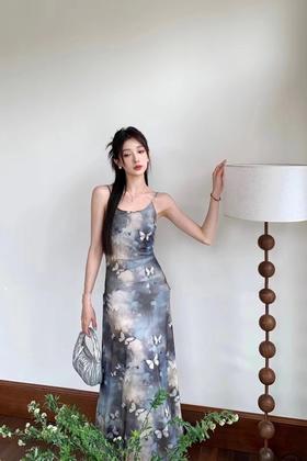 SIA SAYLOR 晕染蝴蝶性感吊带连衣裙 20876