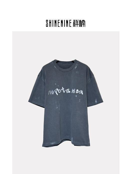 W526012256做旧字母短袖T恤 商品图0