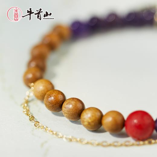 牛首山文创紫禁·金丝楠木水晶手串原创精致国风单圈手饰礼物 商品图2