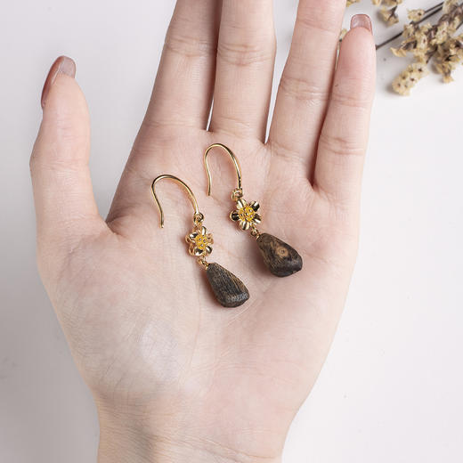 xy0419，沉香耳坠砂金镶嵌 商品图7