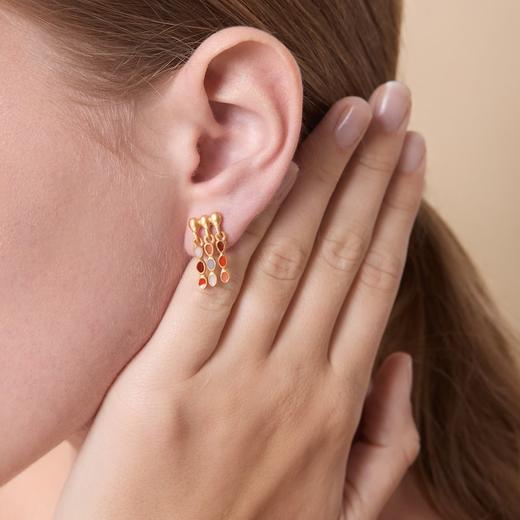 订购6周到｜Joidart-AUBE-金色 彩色珐琅 流苏 吊坠 耳环［西班牙设计师］ 商品图0