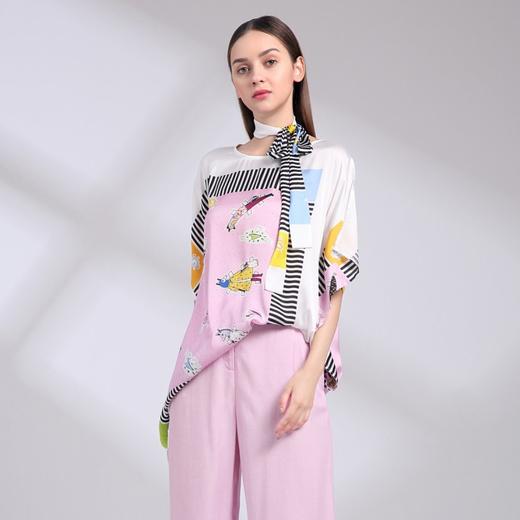 裘堤婼JETEZO	造型设计感印花雪纺衫	BA2029A1 商品图6