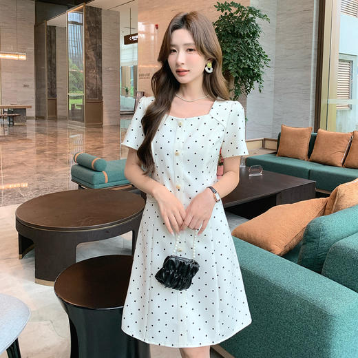 奢姿大码女装2025夏季减龄波点方领连衣裙胖妹妹假口袋时尚裙子9952869804 商品图4