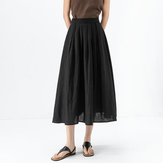 「高货xg」全新升级【铂金会员220/天猫299/差价79】(52134)洛诗琳垂感复古通勤半身裙2025夏季薄款松紧腰遮胯A字裙 商品图0
