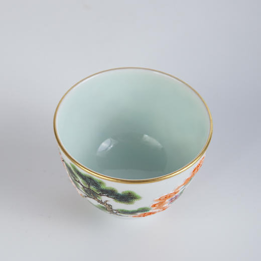 粉彩雕刻描金祥云瑞鹤杯 商品图3