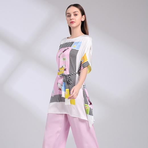裘堤婼JETEZO	造型设计感印花雪纺衫	BA2029A1 商品图4