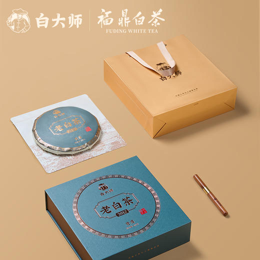 白大师正宗福鼎白茶2017年贡眉茶饼紧压白茶送礼礼盒装300g 商品图3