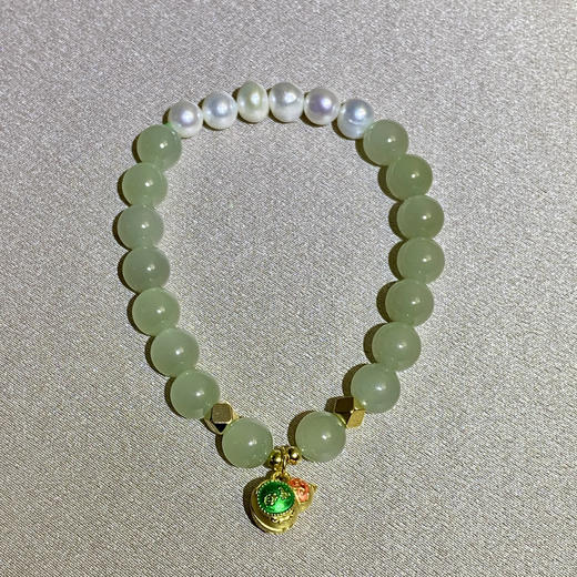 和田玉（青玉-浅晴细料）8mm圆珠手串/15# 商品图2