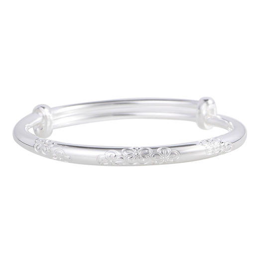 【梅花之悦】足银999素银圆棍实心推拉车花梅花手镯【SCH-SZ0025-1-228】 商品图4