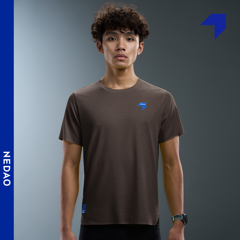 NEDAO内道洞洞T春夏新款男马拉松跑步训练透气轻量风洞短袖T恤
