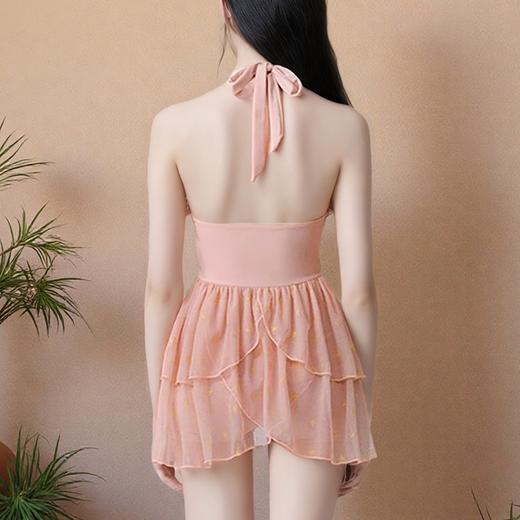 泳衣女款2025新款高级感法式V领复古连体裙式度假沙滩温泉游泳装 商品图3