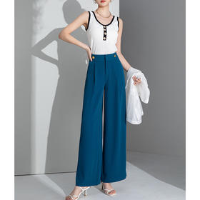 「自」全新升级【铂金会员183/天猫239/差价56】(01938)洛诗琳夏季薄款冰丝阔腿裤2025夏季显瘦垂坠感直筒拖地裤