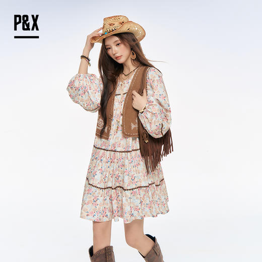 P&X设计师女装2025秋季新款连衣裙马甲套装短裙 825314170 花色 商品图4