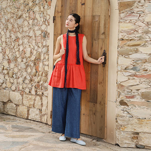 绽放405朵/多巴胺·老友牛仔裤宽松拖地老爹裤直筒裤棉麻阔腿裤女 商品图3