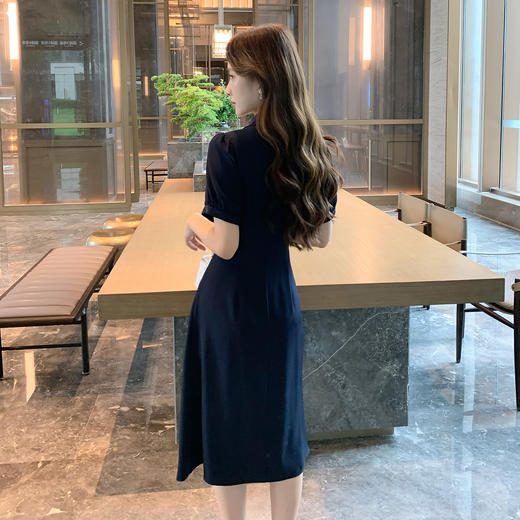 奢姿大码女装2025夏季蝴蝶结绑带设计时尚裙子胖妹妹POLO领连衣裙9952894150 商品图3