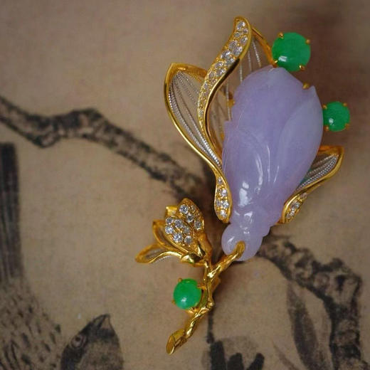 龢盒原创 紫翡玉兰胸针 商品图2