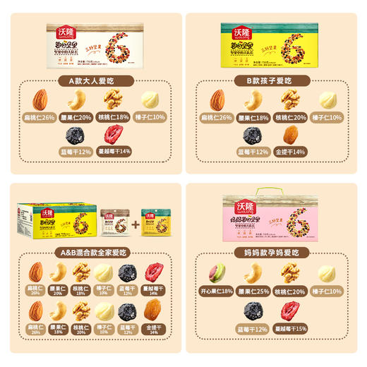 沃隆 每日坚果 家庭款 A+B款 25g*30袋 共750g 商品图5