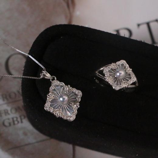 【甄珠贝】复古菱形戒指 akoya真多麻色 4-5mm 可和吊坠搭配成套 商品图4