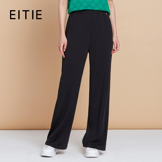 EITIE爱特爱夏季新款舒适垂坠显瘦松紧高腰休闲裤7805514 商品图0