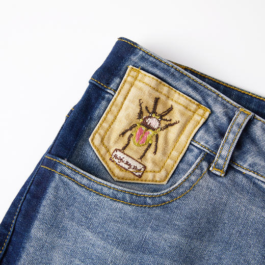 谜底牛仔裤长裤女2025秋新品复古阴影设计贴布绣喇叭裤253MK1233 商品图3