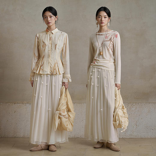 【林栖设计小店】桑蚕丝半身裙立体花朵飘逸气质2025秋季新款宽松裙子女1953028 商品图5