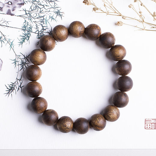 xy0424，12.5mm沉香素串单圈手串 商品图8