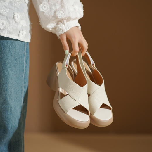 【预售5天】轻软舒适百搭厚底罗马一字凉鞋女夏季新款厚底沙滩女鞋XMJ&WB1155-13 商品图2