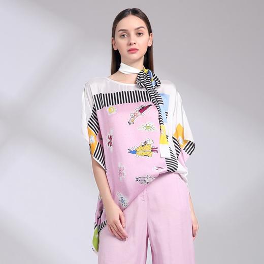 裘堤婼JETEZO	造型设计感印花雪纺衫	BA2029A1 商品图7