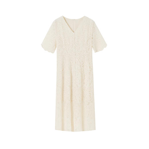 「高货sh」全新升级【铂金会员293/天猫389/差价96】(41927)洛诗琳夏法式赫本风镂空蕾丝裙2025夏季收腰显瘦V领连衣裙 商品图4