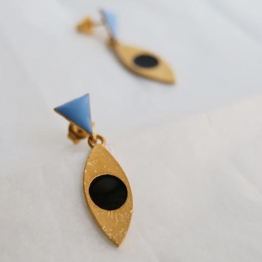 订购6周到｜Joidart-SOMNI-蓝色三角 黑金眼形 珐琅 吊坠 耳环［西班牙设计师］ 商品图3