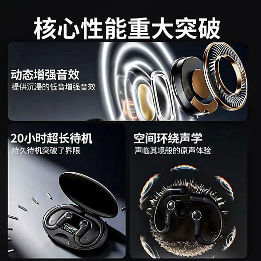 新款OWS蓝牙耳机S800  狂甩不掉的挂耳式蓝牙耳机🔥超长续航+重低音环绕，畅听不停歇！挂耳式气传导超长续航  无线运动蓝牙耳机 商品图2