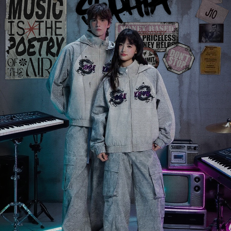 YKYB黄子韬同款套装2025龙图腾万针刺绣宽松休闲高街工装潮流战袍情侣套装礼盒装Y53NTZ888