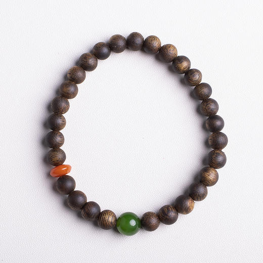 xy0408，沉香+碧玉南红手串 商品图0