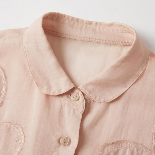 谜底衬衣长袖女2025秋季新品复古通勤灰粉调贴布绣衬衫253MC1164 商品图3