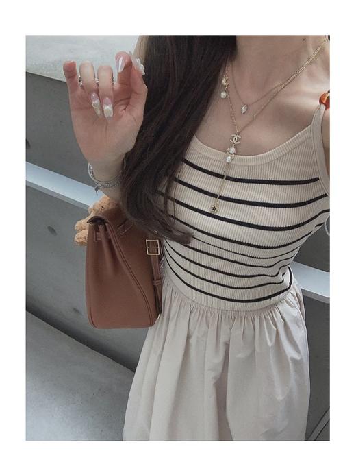 金蘑菇菇 偷偷心动 松弛且甜美 / 看展条纹op 外穿针织小吊带背心 商品图5