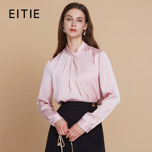 【缎面衬衫上衣】EITIE爱特爱气质优雅通勤立领显瘦2025秋季新款C2513814 商品图1