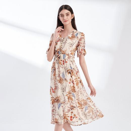 裘堤婼JETEZO	印花V领显瘦连衣裙	BA5006E 商品图0