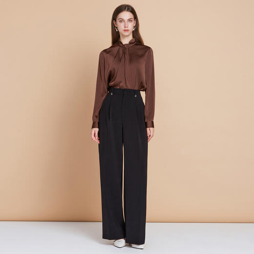 【缎面衬衫上衣】EITIE爱特爱气质优雅通勤立领显瘦2025秋季新款C2513814 商品图8