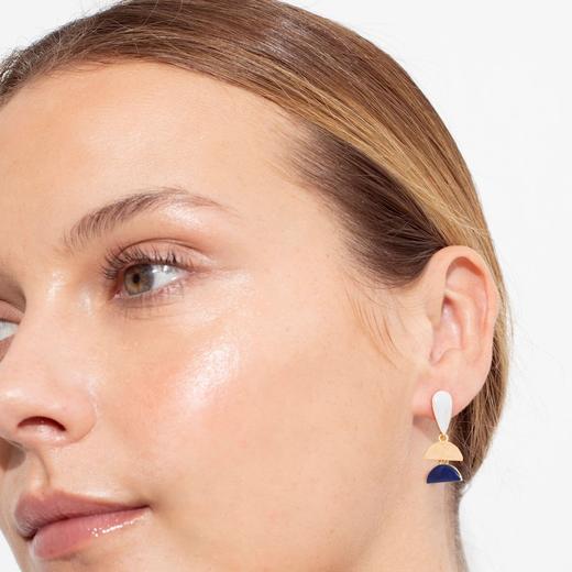 订购6周到｜Joidart-SOMNI-白色水滴 藏蓝半圆 珐琅 吊坠 耳环［西班牙设计师］ 商品图1