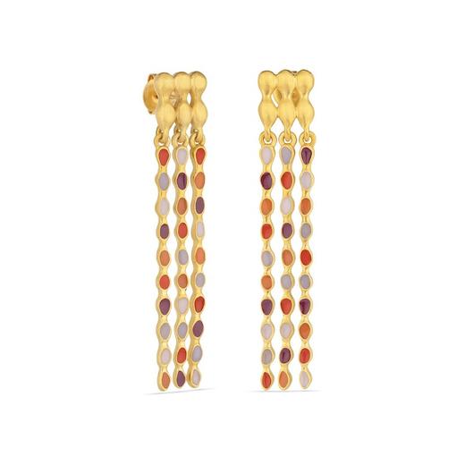 订购6周到｜Joidart-AUBE-金色 彩色珐琅 长流苏 吊坠 耳环［西班牙设计师］ 商品图1