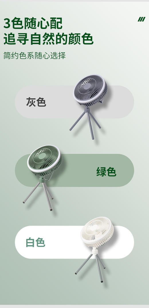 新款户外露营照明电风扇   台扇+吊扇+夜灯三合一！清凉随行，柔光相伴🌿USB充电告别电池烦恼，户外休闲必备💡  商品图5