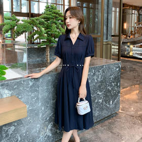 奢姿大码女装2025夏季蝴蝶结绑带设计时尚裙子胖妹妹POLO领连衣裙9952894150