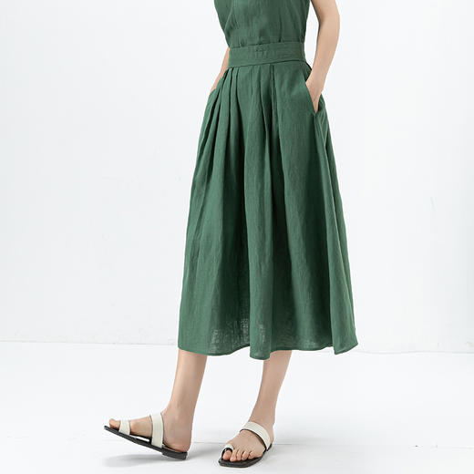 「高货xg」全新升级【铂金会员220/天猫299/差价79】(52134)洛诗琳垂感复古通勤半身裙2025夏季薄款松紧腰遮胯A字裙 商品图2