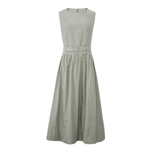 【2件9折】【Petit Bari】(多色)时髦圆领腰带无袖花苞连衣裙 商品图2