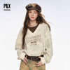 P&X设计师女装2025秋新款长袖字母假两件短款卫衣 825317145 杏色 商品缩略图0