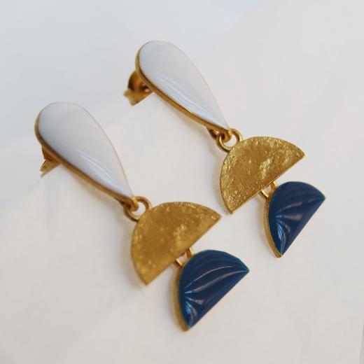 订购6周到｜Joidart-SOMNI-白色水滴 藏蓝半圆 珐琅 吊坠 耳环［西班牙设计师］ 商品图2