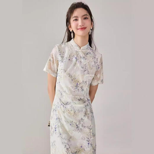 「高货sh」全新升级【铂金会员275/天猫369/差价94】(45854)洛诗琳新中式刺绣印花连衣裙2025夏季改良旗袍国风碎花裙 商品图0