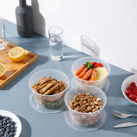 【批发】美丽雅一次性碗圆形带盖餐盒一次性餐具外卖打包盒碗密封加厚家用 商品图2