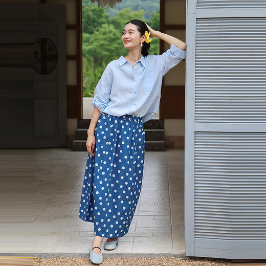 绽放旅行女装371朵/【多巴胺系列】长绒棉波点印花半身裙中长裙女 商品图2