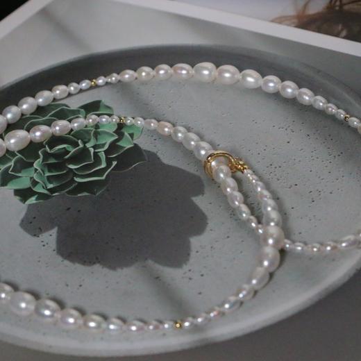 【甄珠贝】一款两戴，倪妮同款，3-7mm，珠光亮，大小珠渐变串制，chao费眼的一款！极光无核淡水珍珠。 商品图1